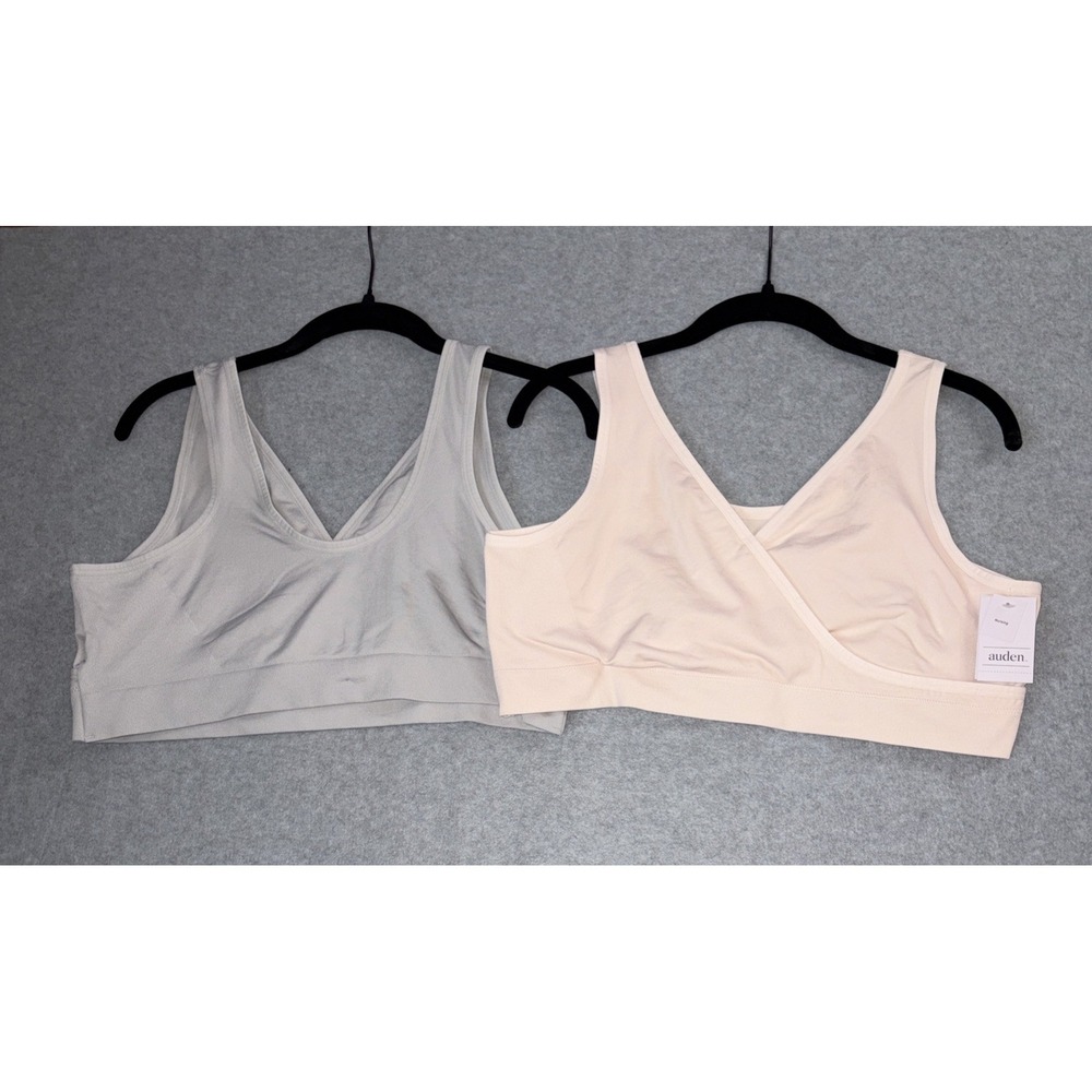 Auden Brand Nursing Bras 2pk Pullover Seamless / Wireless in Pink & Gray - 2XL
